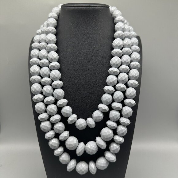 3/$30 Sugarfix Statement Necklace Gray Faceted Beads Chunky Beaded 20" - Picture 1 of 15